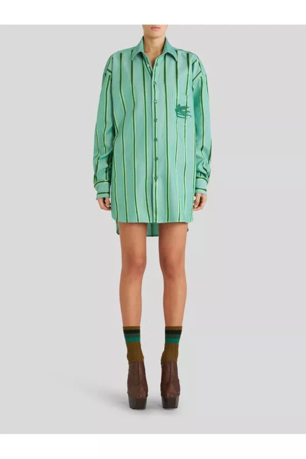 Striped Shirt Dress with Pegasus Logo - 1