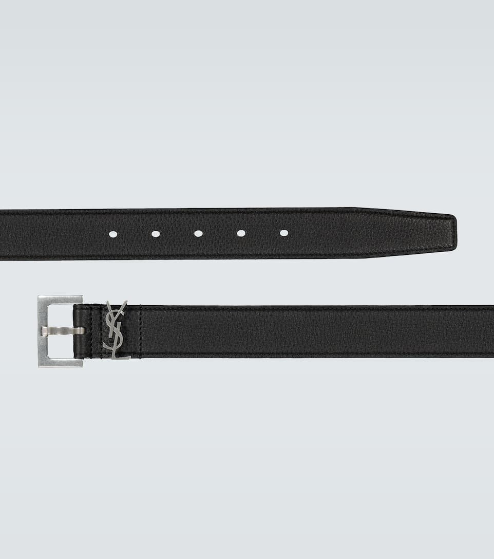 Slim grained leather belt - 4