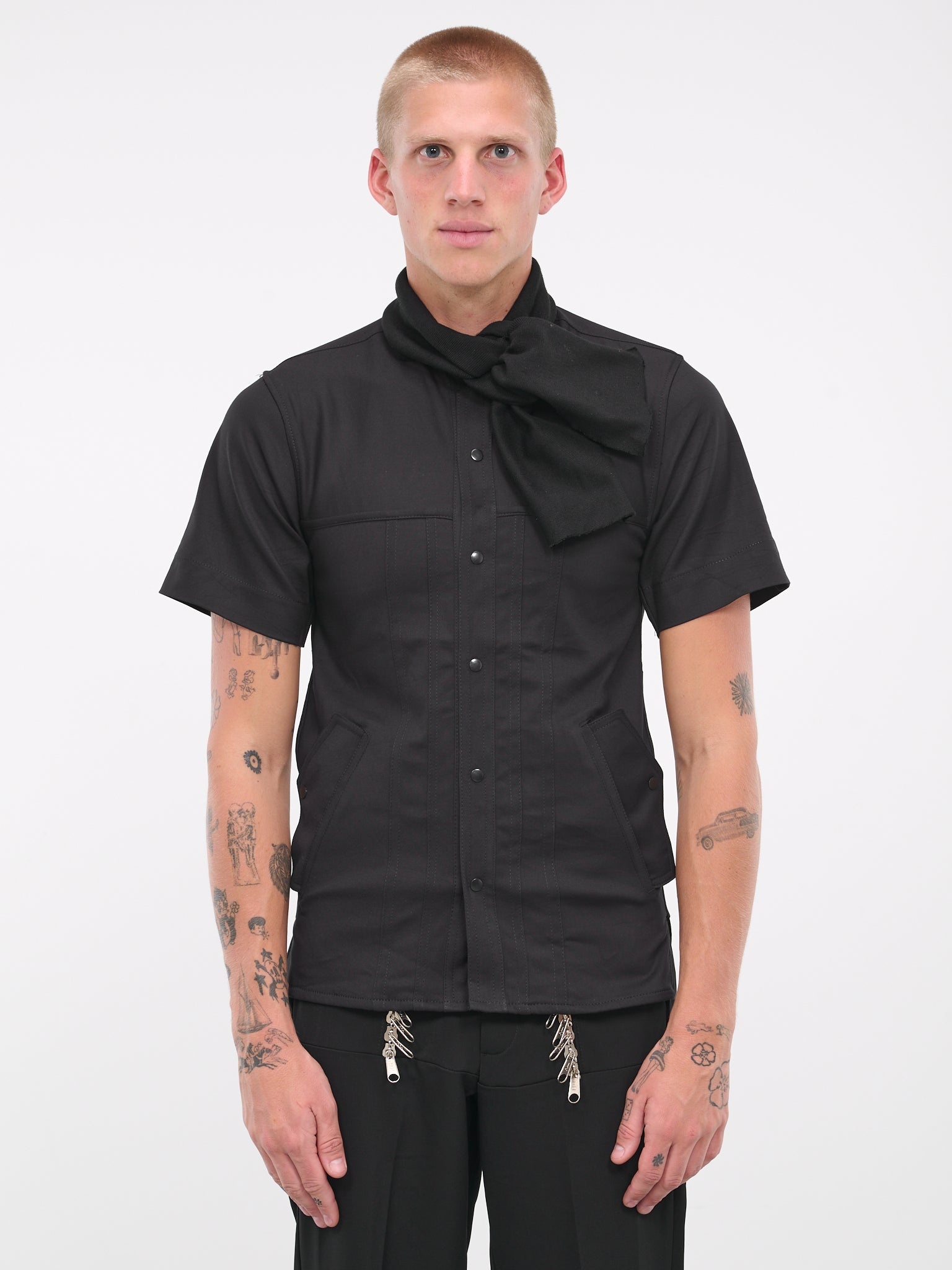 Scarf Collar Shirt - 1
