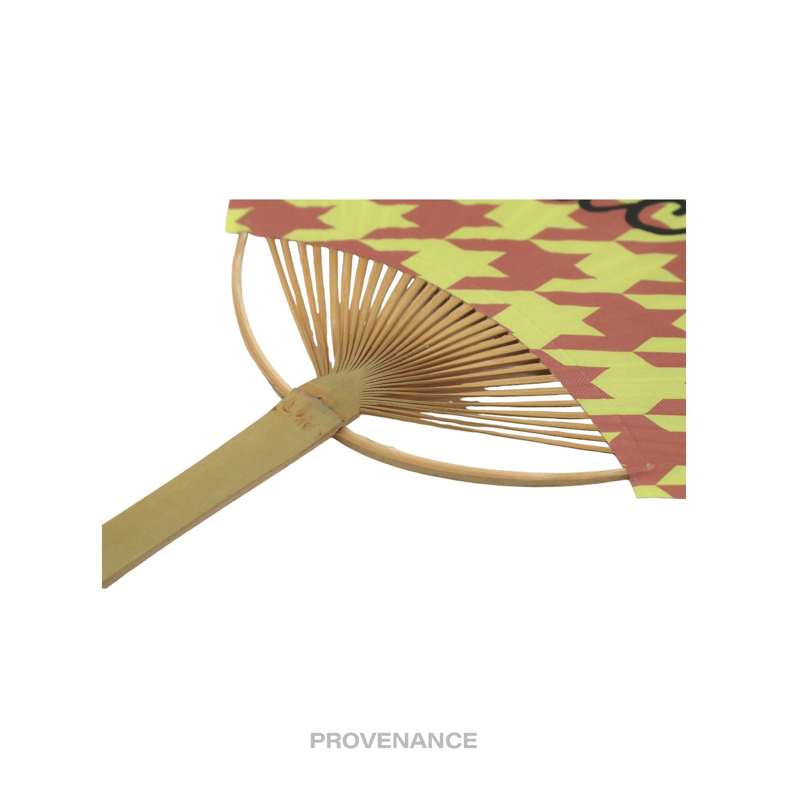 Gucci Logo Bamboo Hand Fan - Houndstooth Pink Yellow - 4