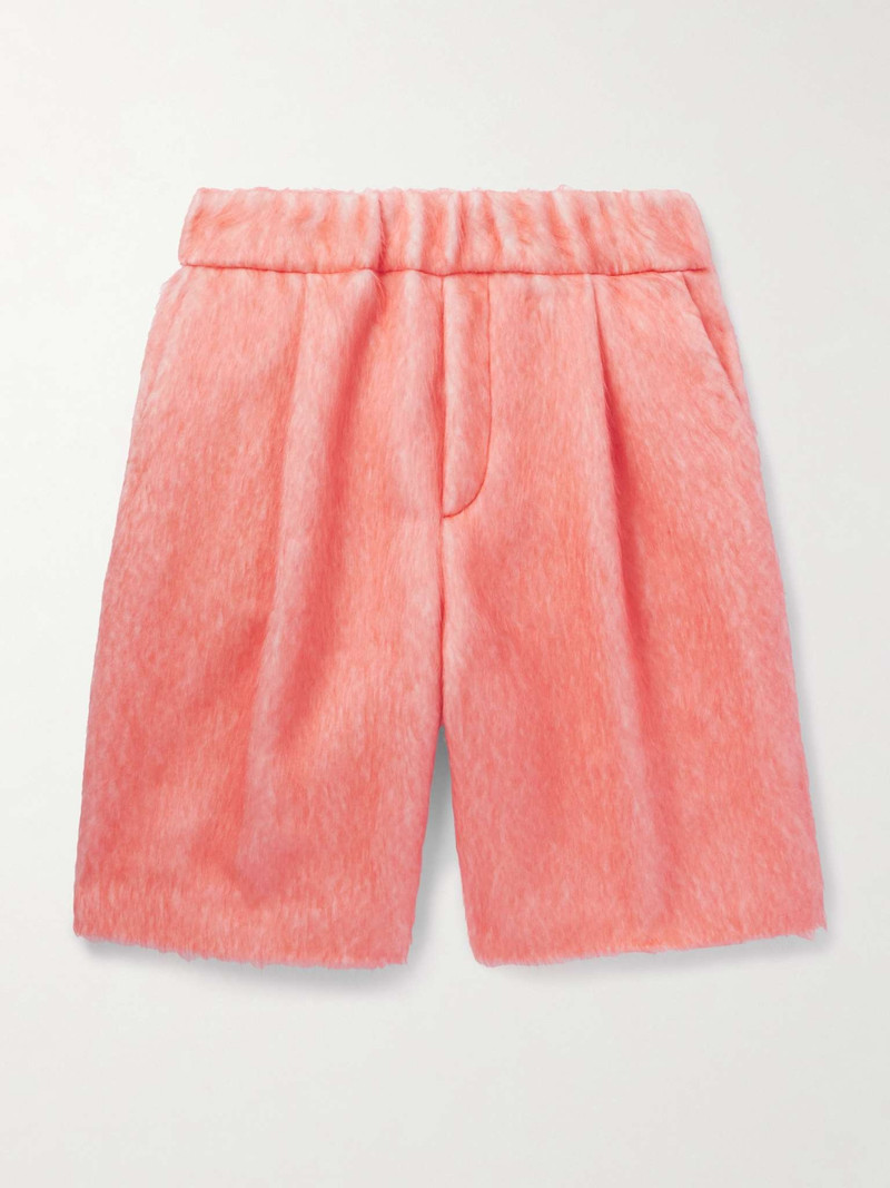 Wide-Leg Pleated Brushed Alpaca and Wool-Blend Shorts - 1