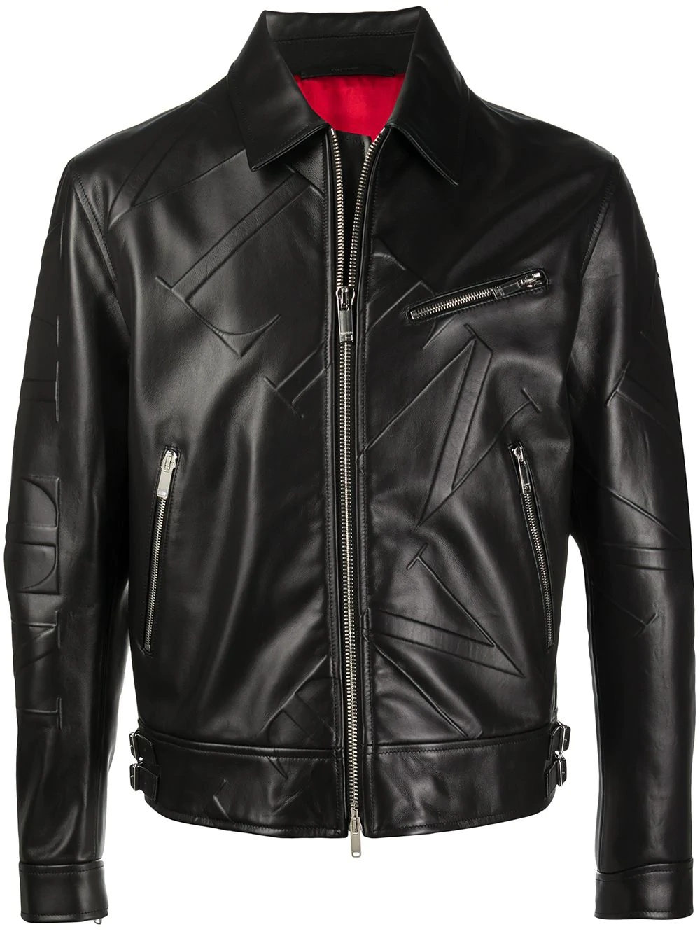 VLTN-logo leather jacket - 1