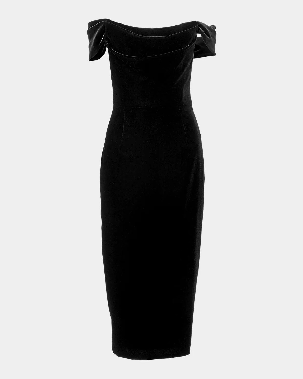 Velvet Off-Shoulder Midi Dress - 1