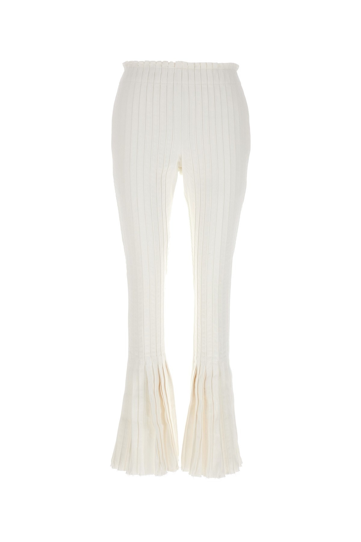 Pleated flared-leg mid-rise cotton trousers - 1