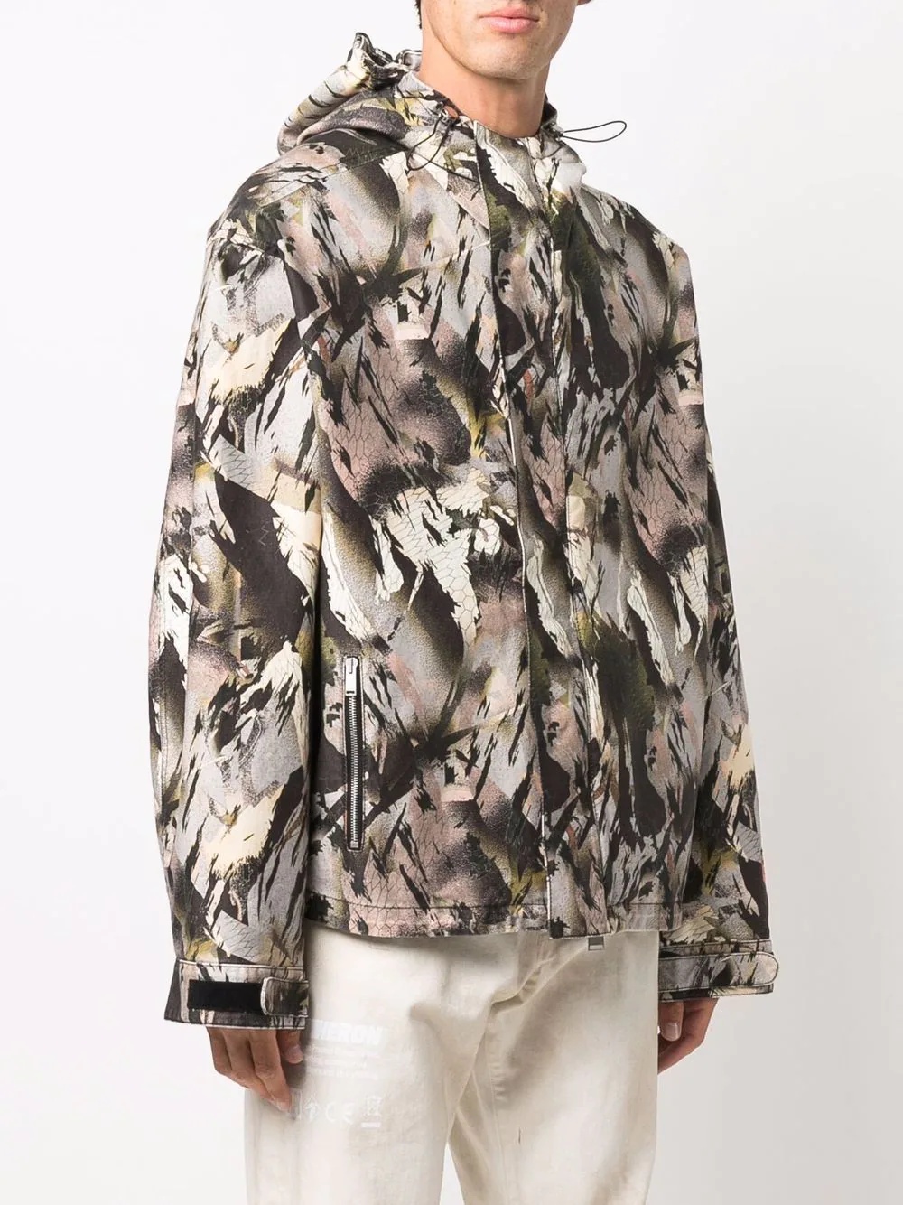 abstract-print hooded jacket - 3