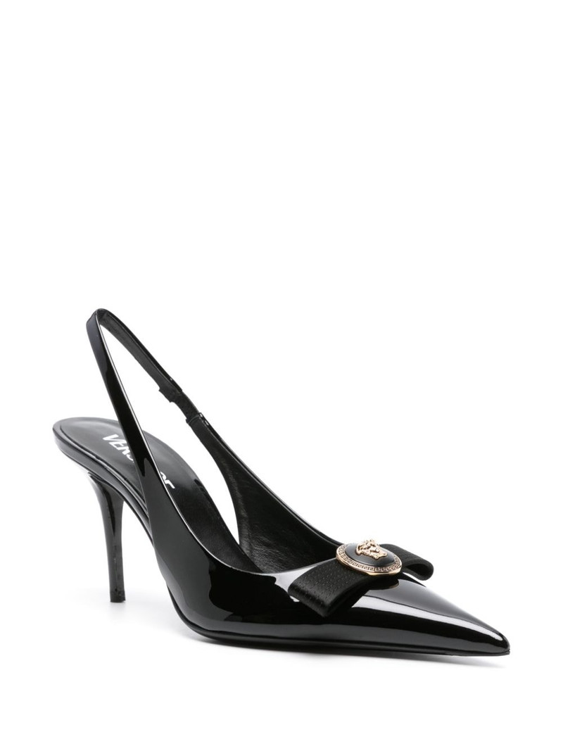 VERSACE Gianni Ribbon 85mm slingback pumps outlook