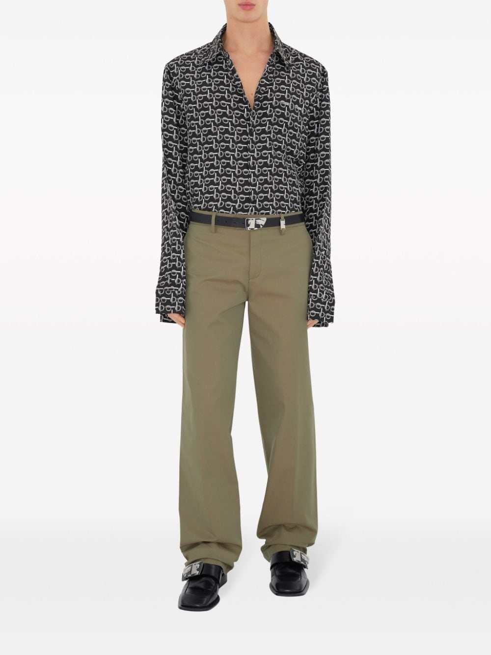 straight-leg cotton trousers - 2