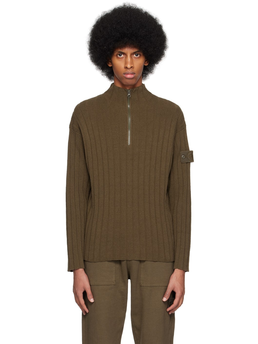 Stone Island – Lambswool Half-Zip Knit Olive