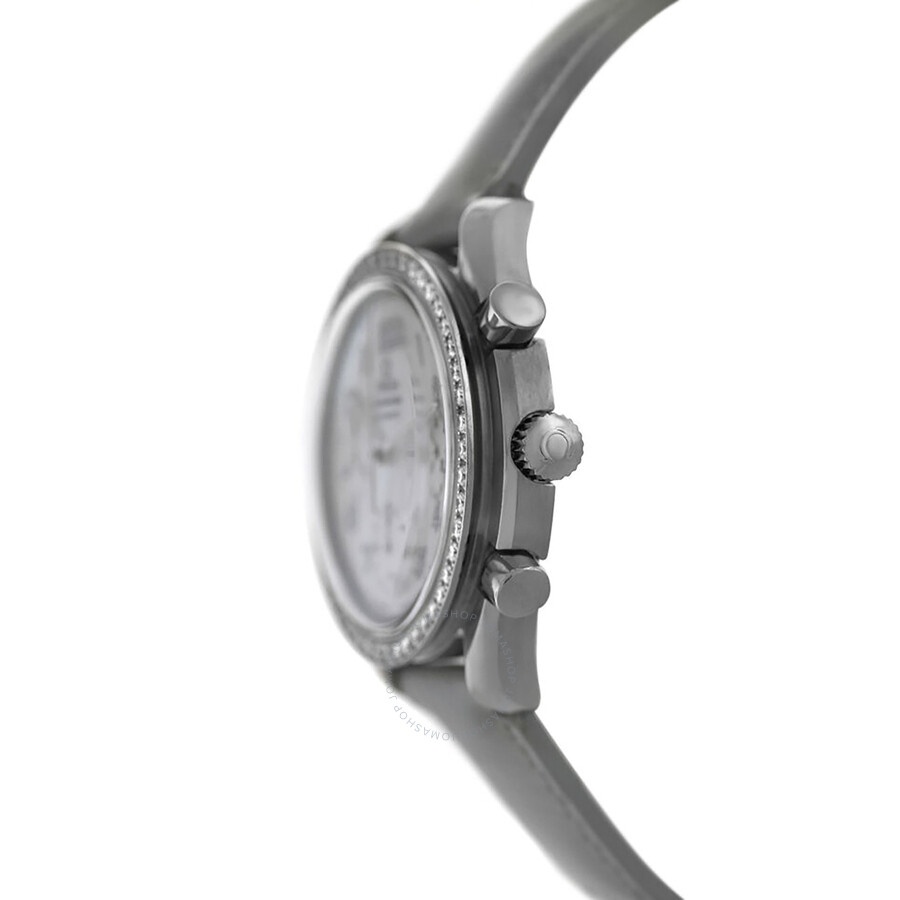Pre-owned Omega Speedmaster Chronograph Automatic Diamond White Dial Ladies Watch 3815.72.55 - 2
