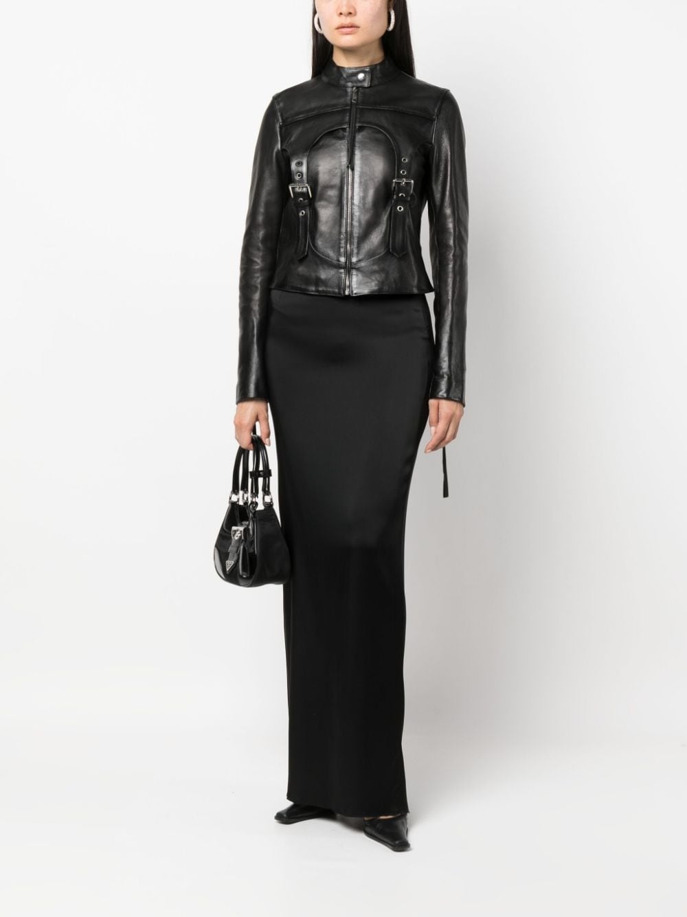 harness-detail leather jacket - 2