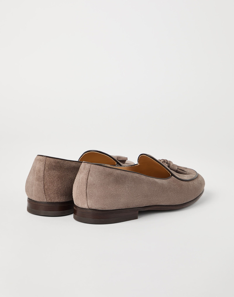 Brunello Cucinelli Suede Belgian loafer with tassels outlook