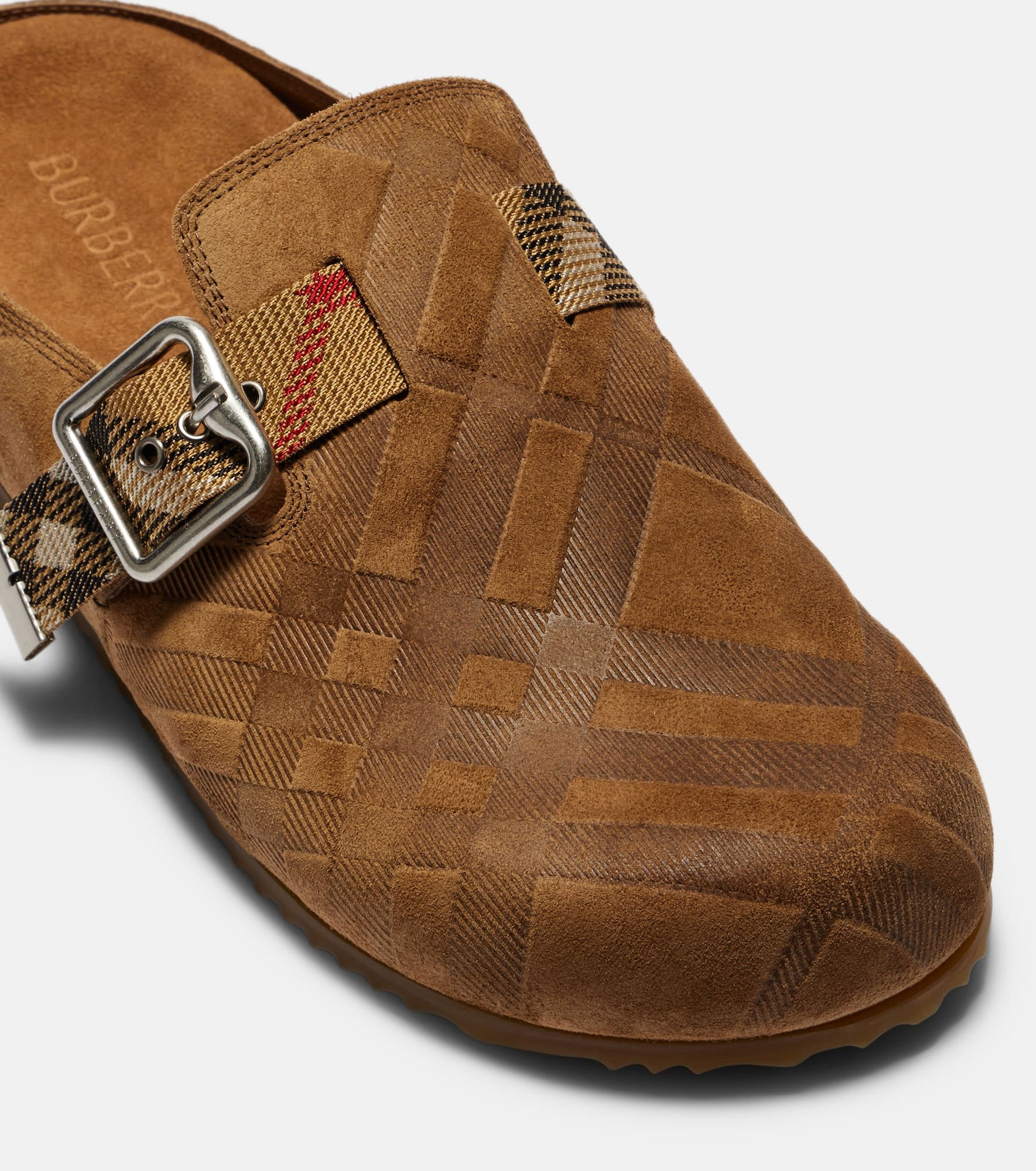 Checked suede clogs - 5