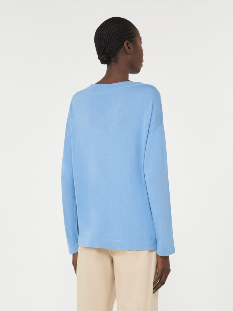 LEPRE Silk and cotton yarn sweater - LIGHT BLUE 4