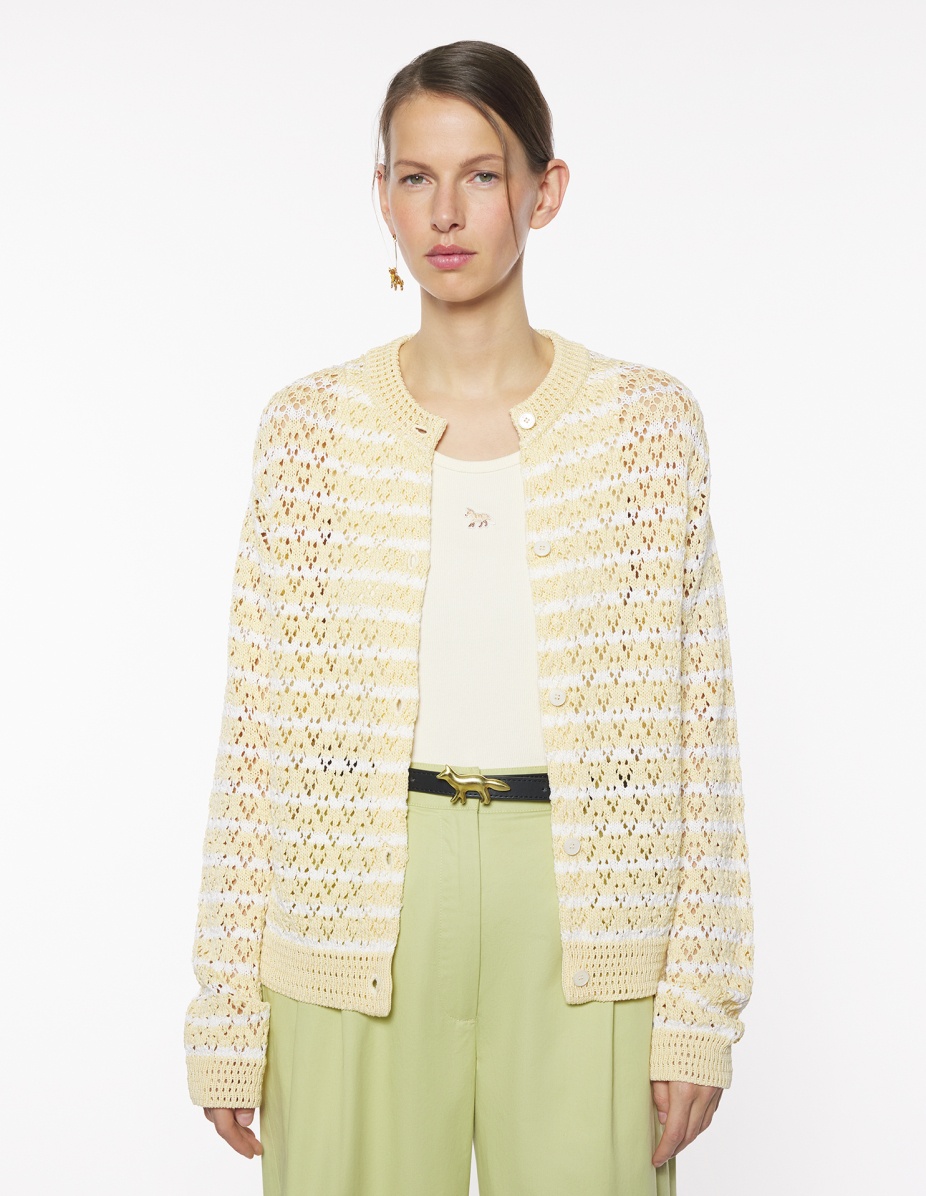 STRIPED LACE KNIT CARDIGAN - 3
