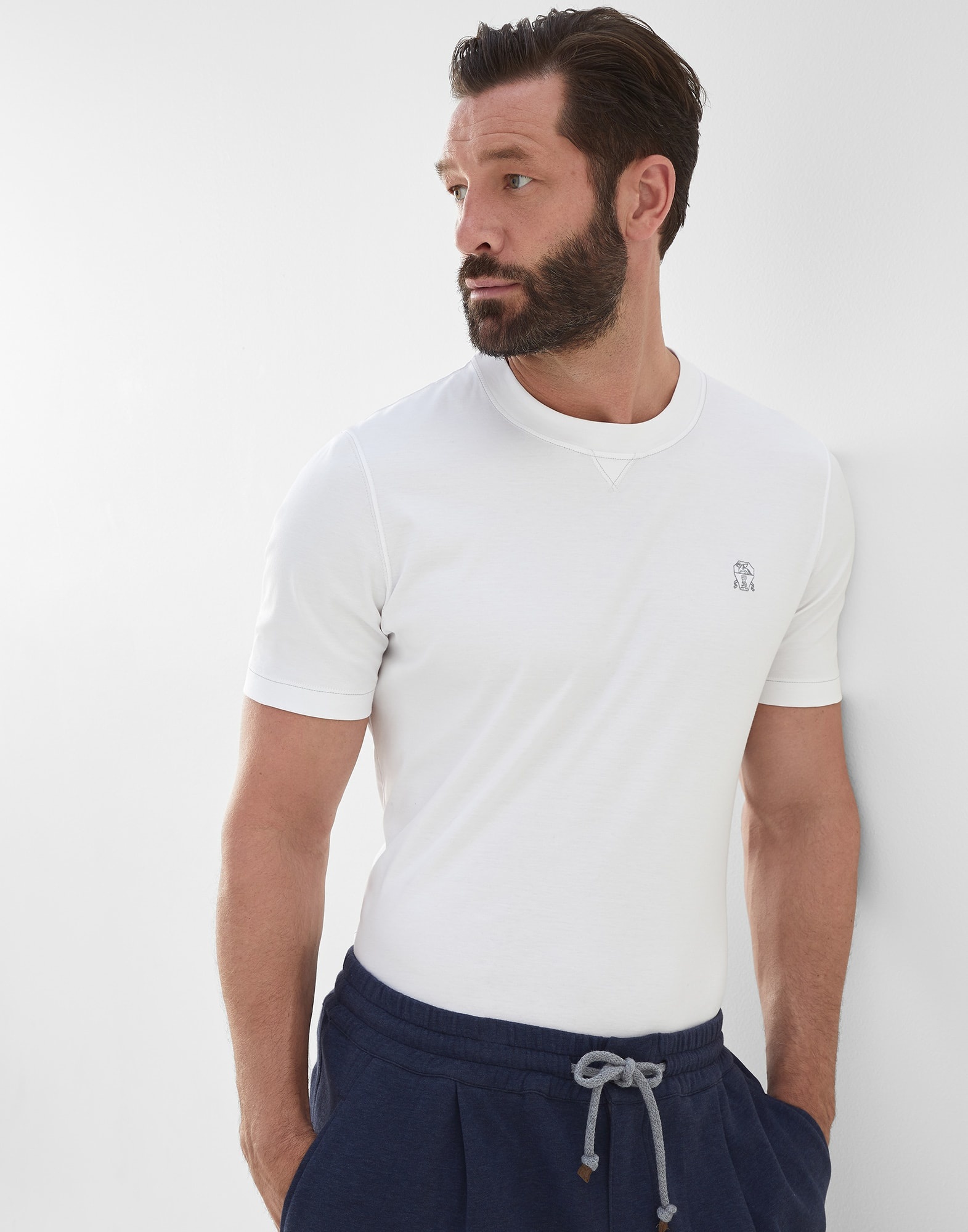 Cotton jersey slim fit crew neck T-shirt with logo - 4