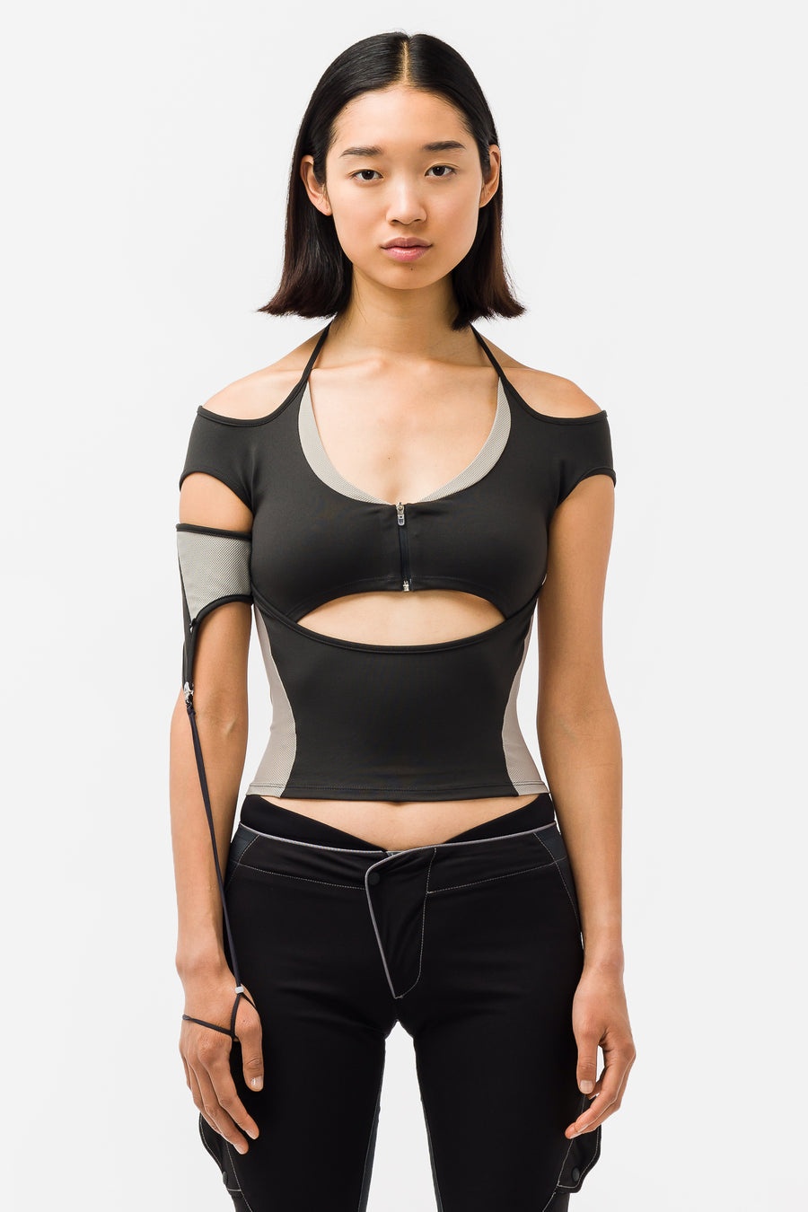 Halter Racer Top in Dark Grey - 1