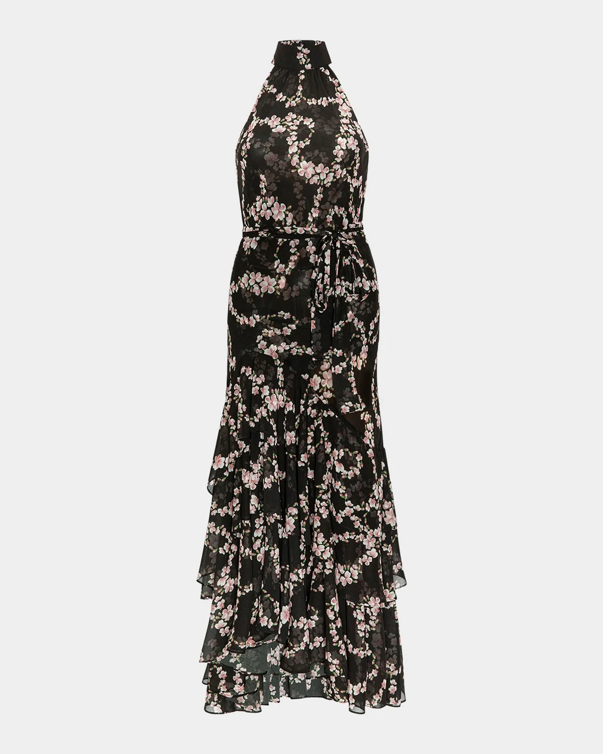 Eliana Chained Blossom Chiffon Tiered Maxi Dress - 1