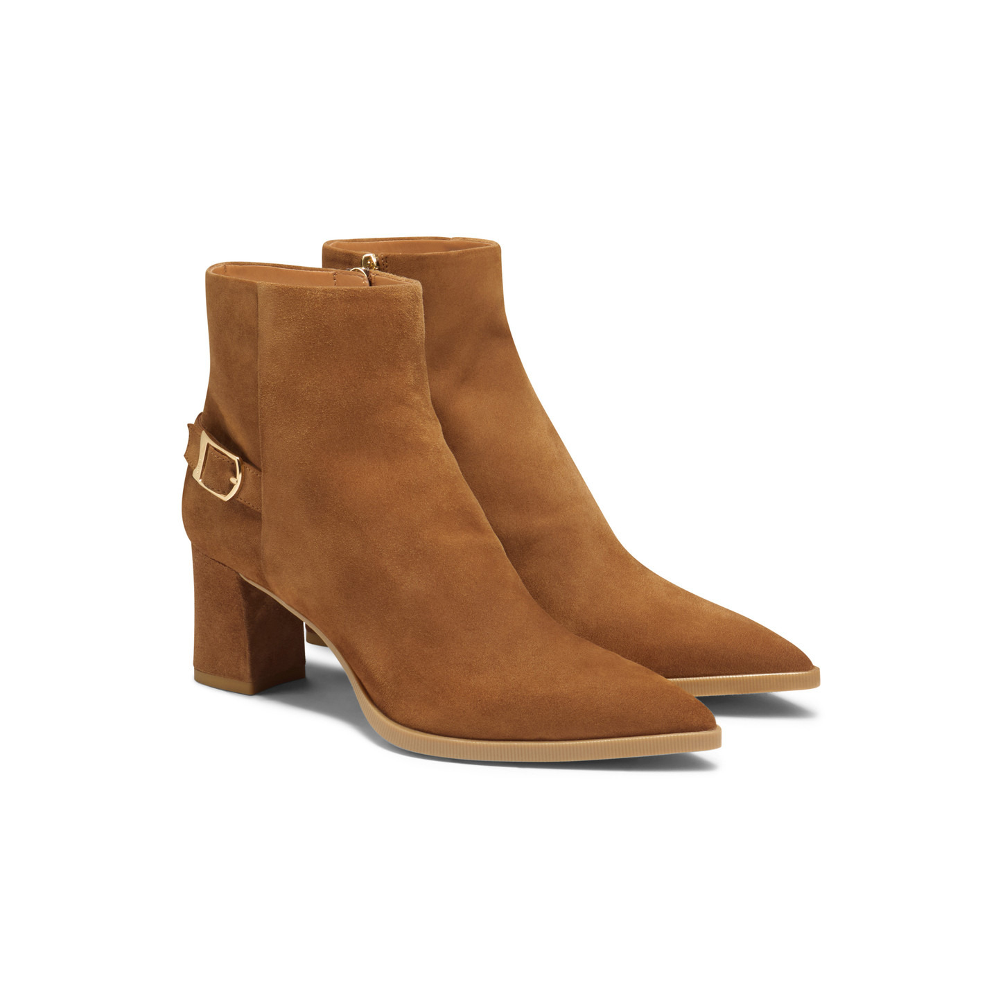 Women's light brown suede mid-heel ankle boot - 3
