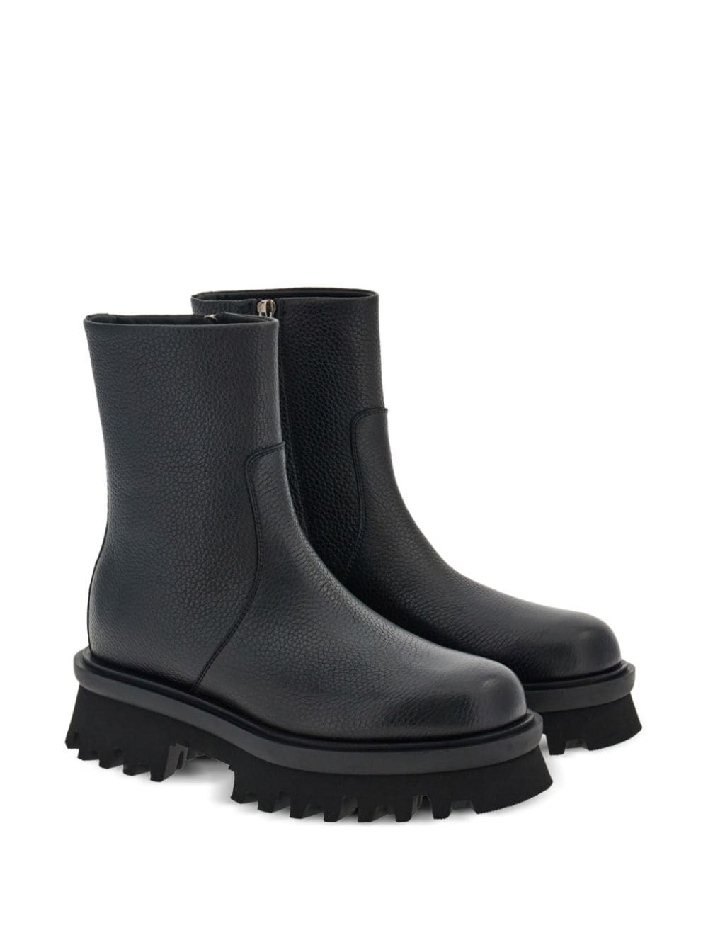 round-toe leather ankle boots - 2