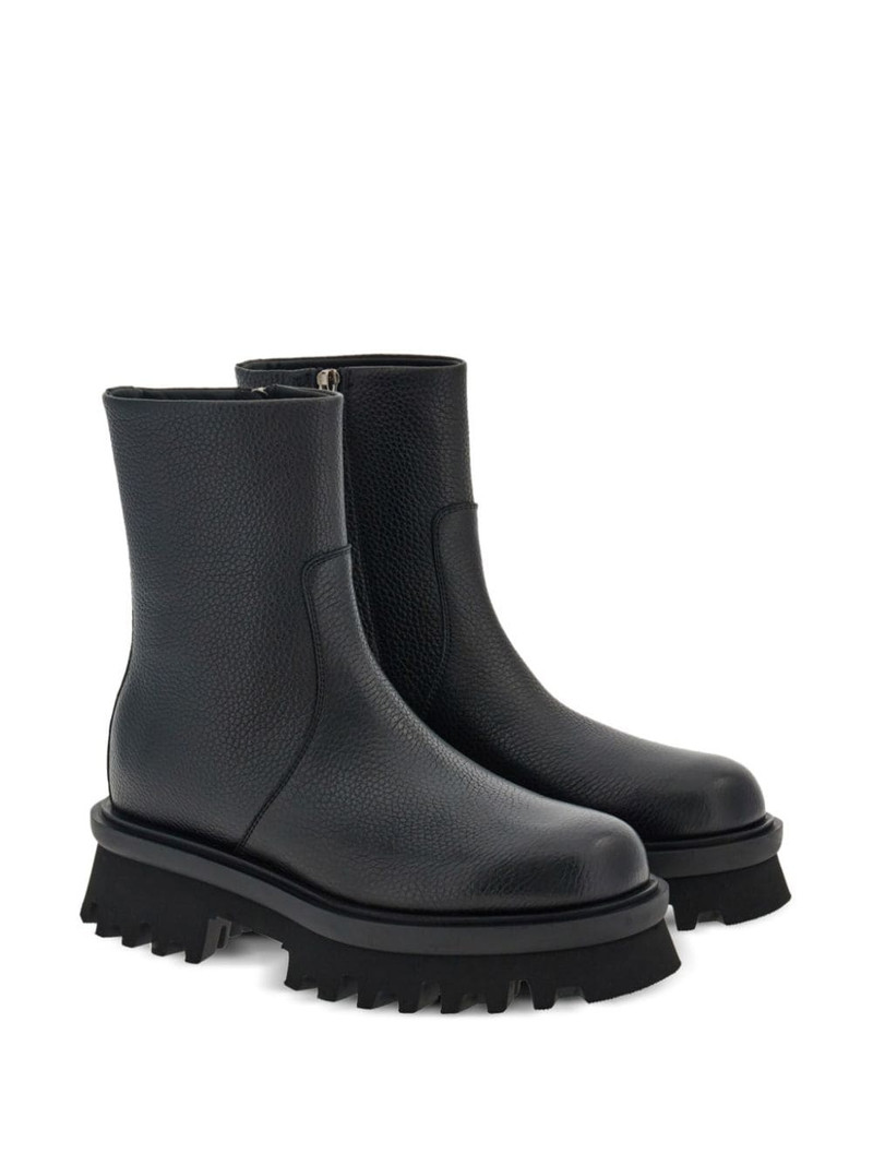 FERRAGAMO round-toe leather ankle boots outlook