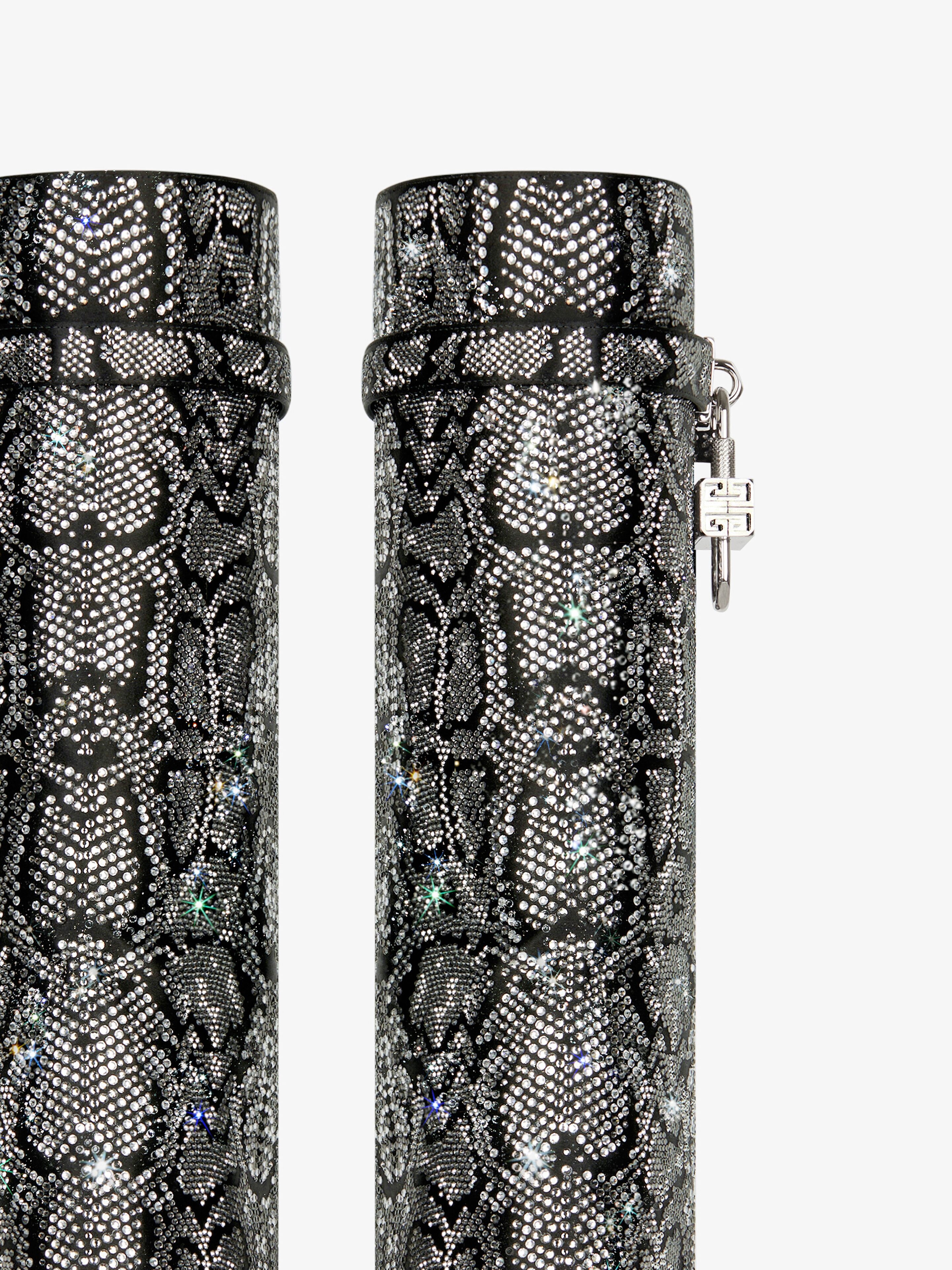 SHARK LOCK BOOTS IN SATIN WITH PYTHON EFFECT STRASS - 6