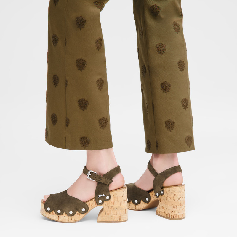 Longchamp La Cigale Sandals Olive - Leather outlook