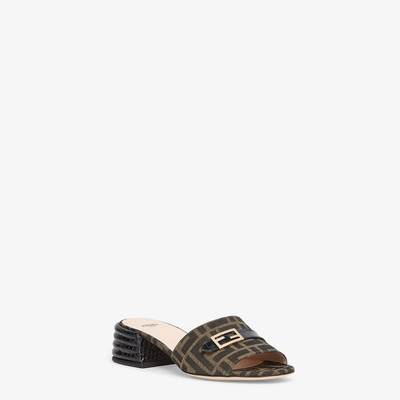 FENDI Brown fabric slides outlook