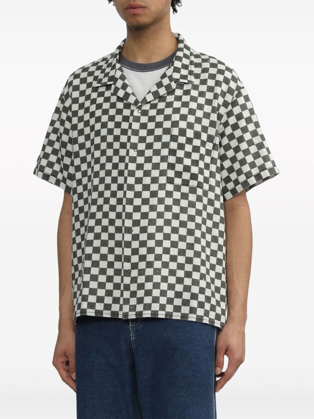checked short-sleeve shirt - 3