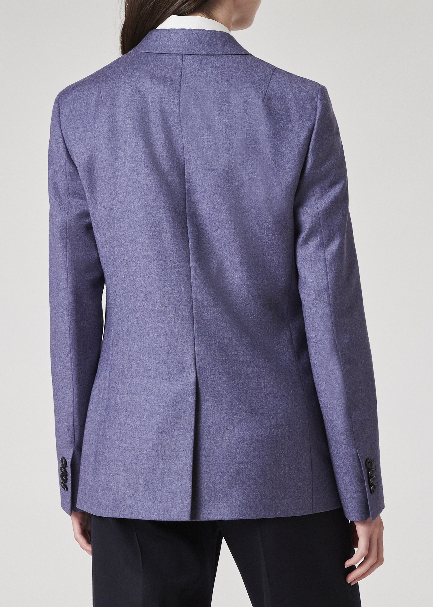 Women's Lavender Wool-Cashmere Flannel Two-Button Blazer - 7