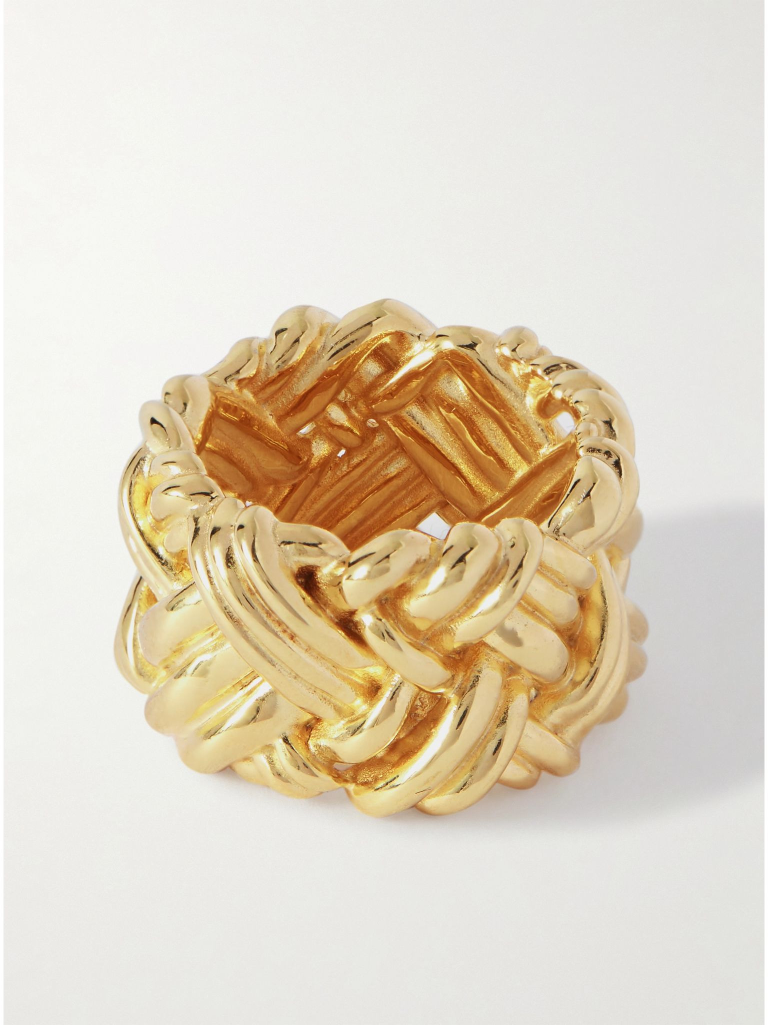 Intrecciato gold-plated silver ring Gold - 3