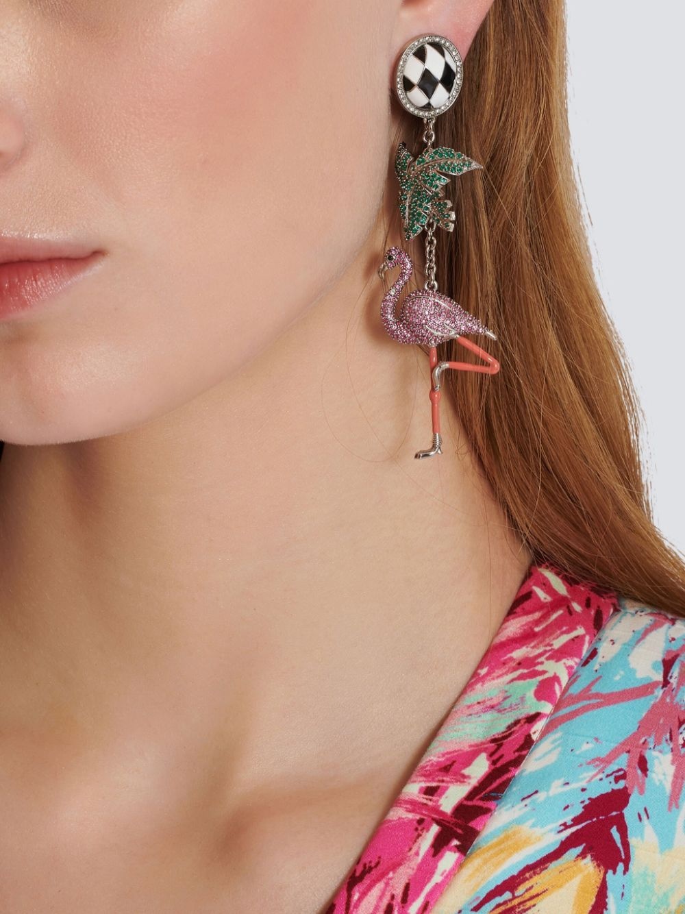 Flamingo crystal drop earrings - 3