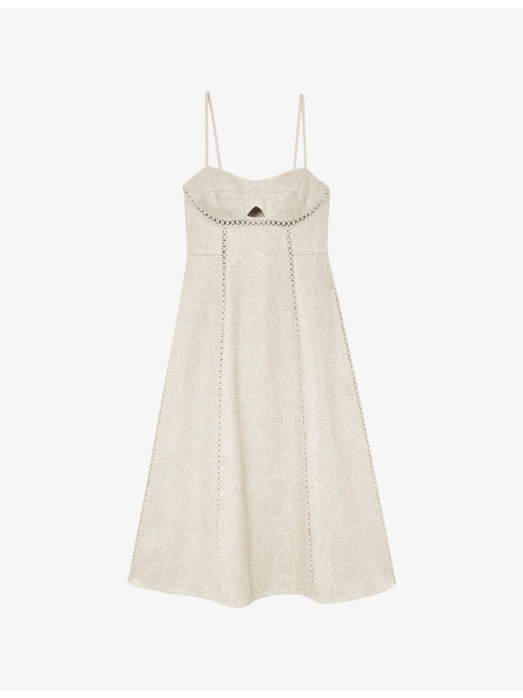Sage Cut-Out Linen-Blend Midi Dress - 1