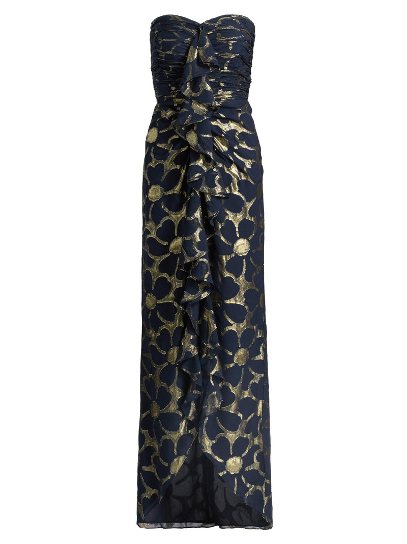 Women's Daisy Goldie Floral Strapless Gown - Navy Jacquard 1