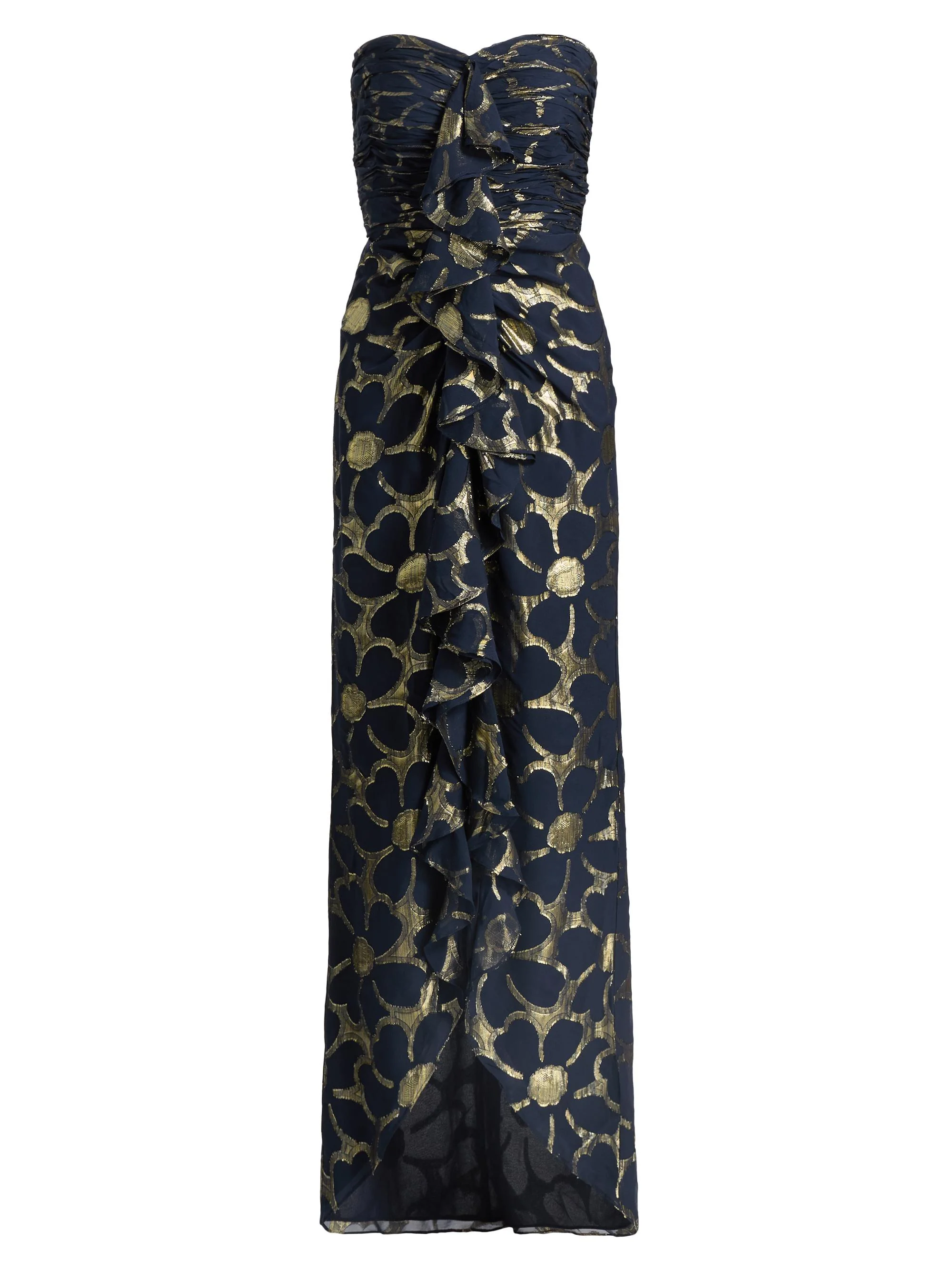 Women's Daisy Goldie Floral Strapless Gown - Navy Jacquard - 1