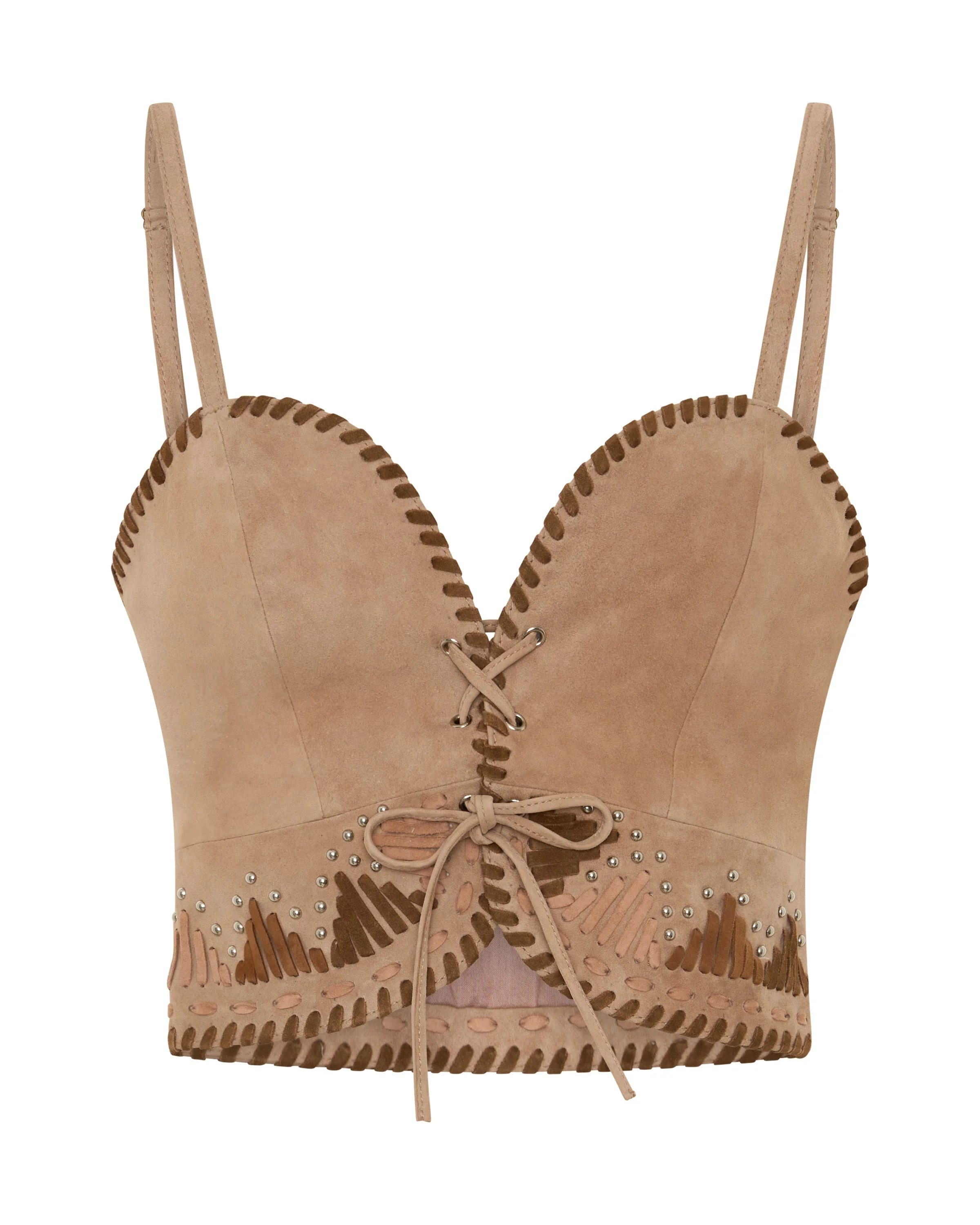 Wild Prairie Bustier Suede Crop Top - Dusty Pink - 1