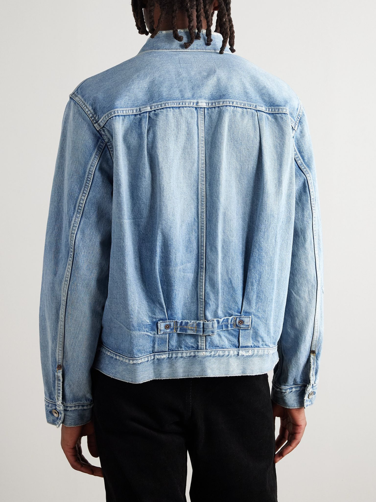 + BEYONDEXX Distressed Denim Jacket Blue - 4