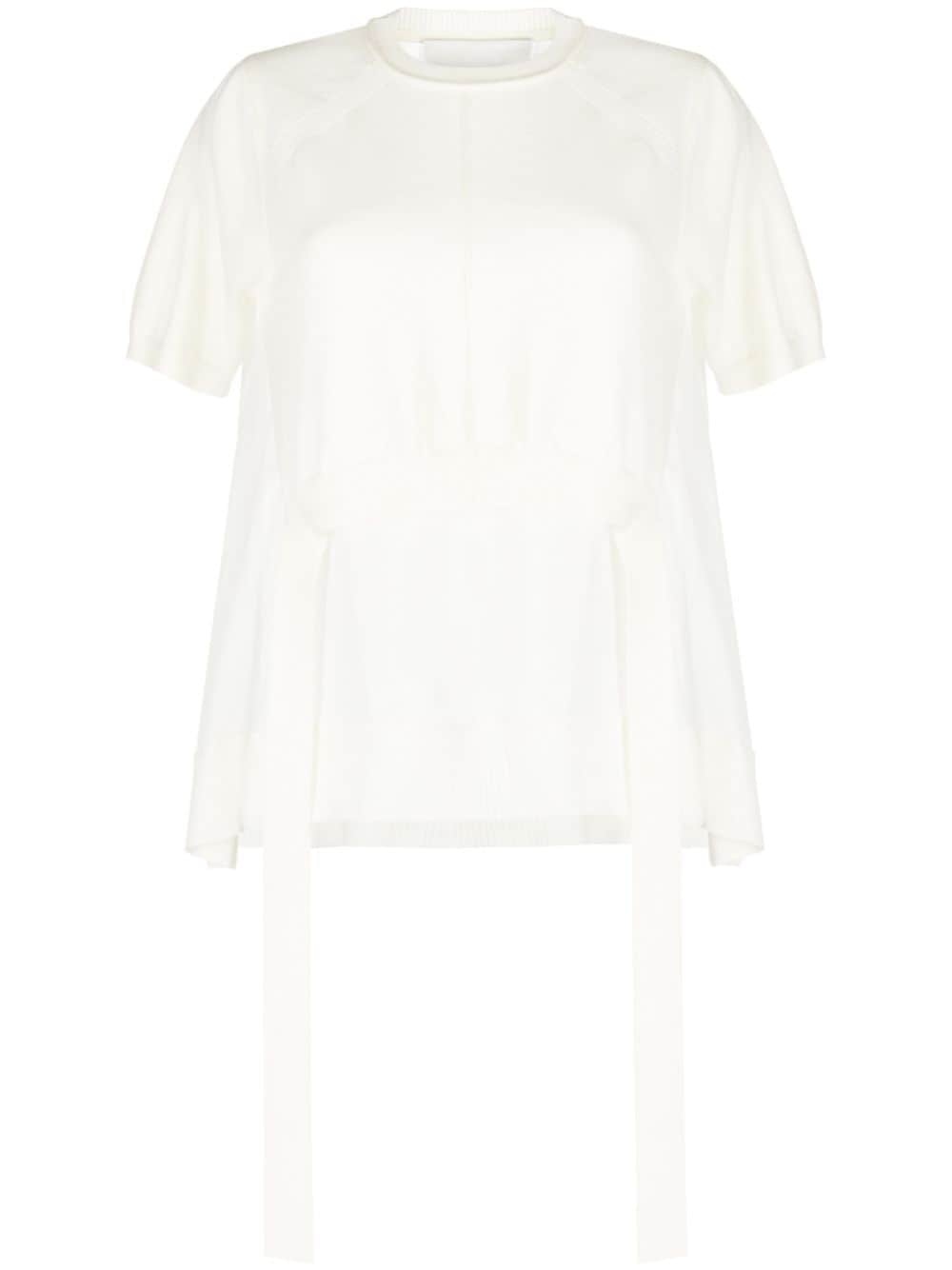 semi-sheer panelled knitted top - 1