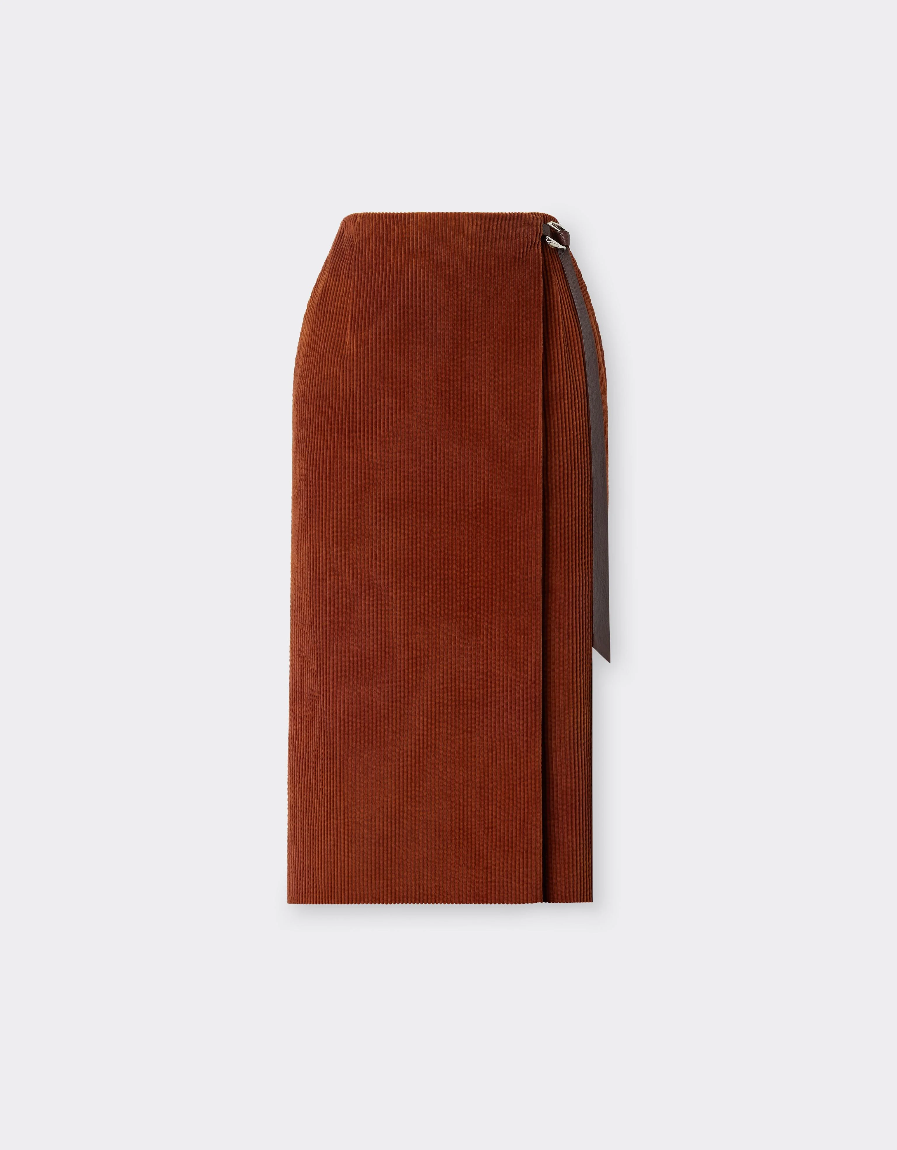 Long Ribbed Velvet Skirt - 1