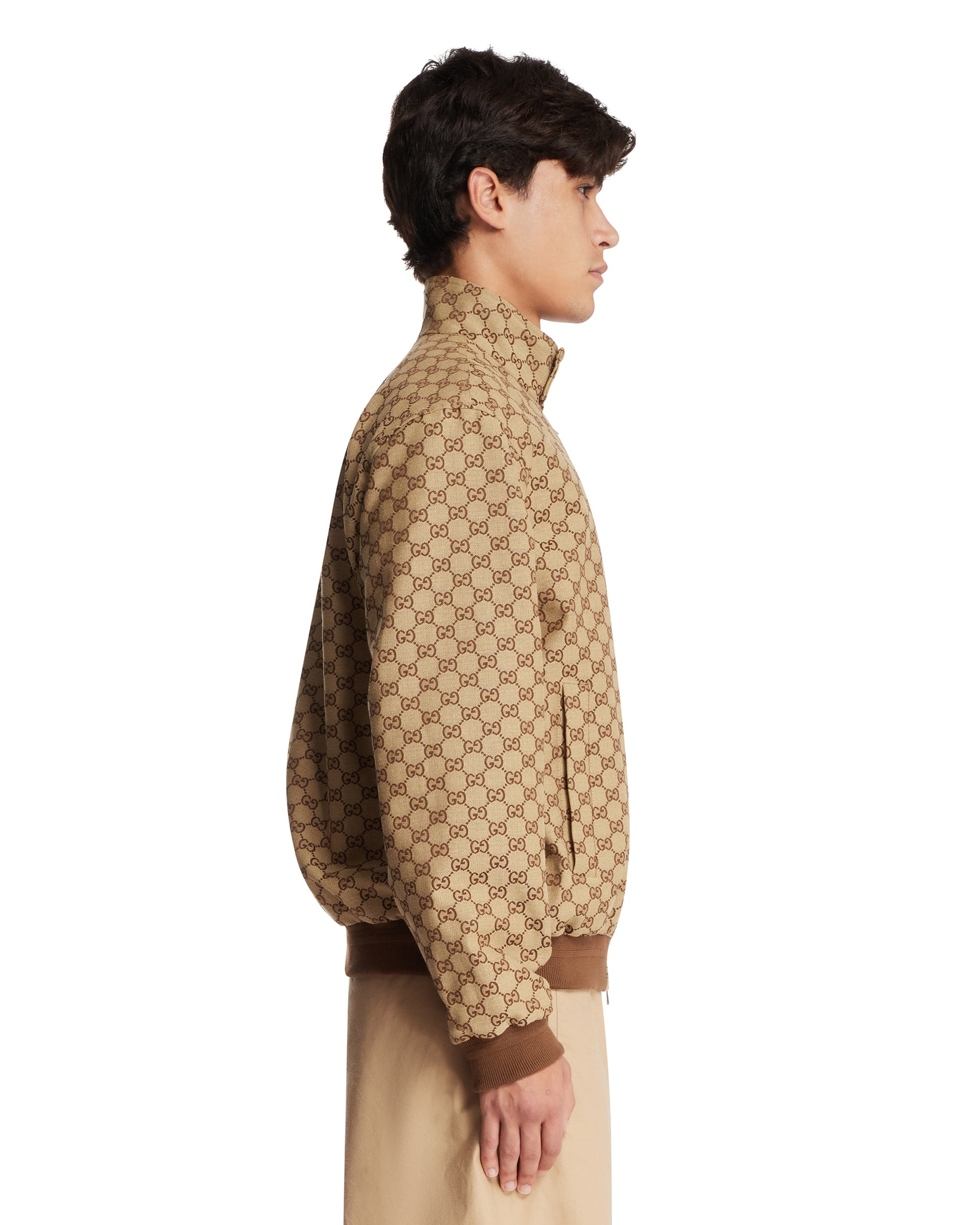 Beige GG Fabric Bomber Jacket - 5