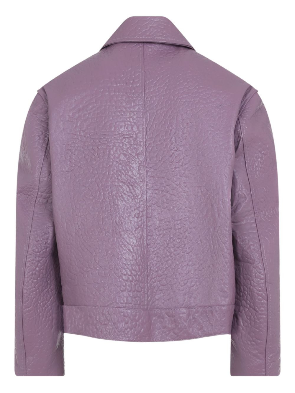 textured zip-fastening leather jacket - 2