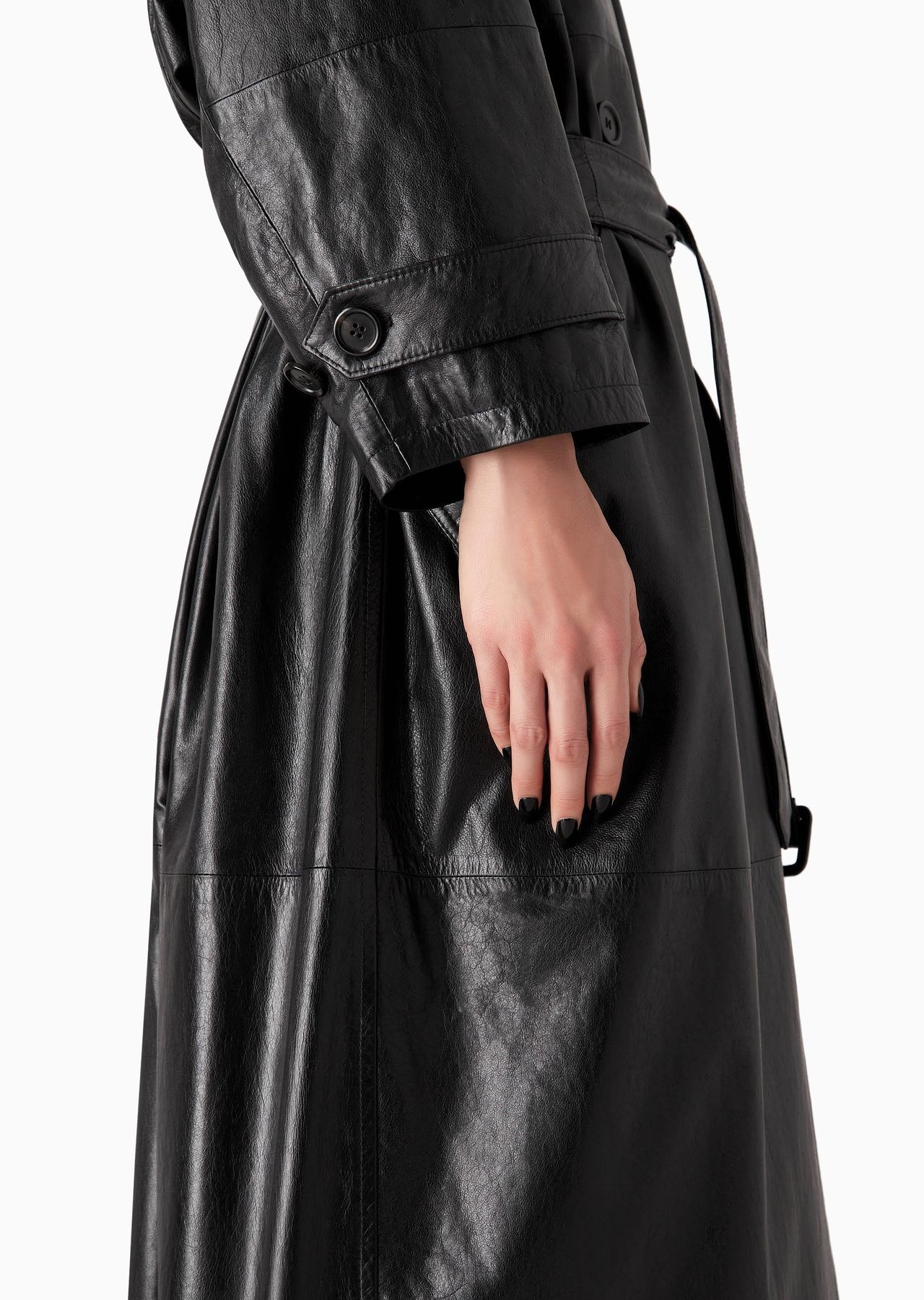 Double-breasted nappa leather oversized trench coat - 6