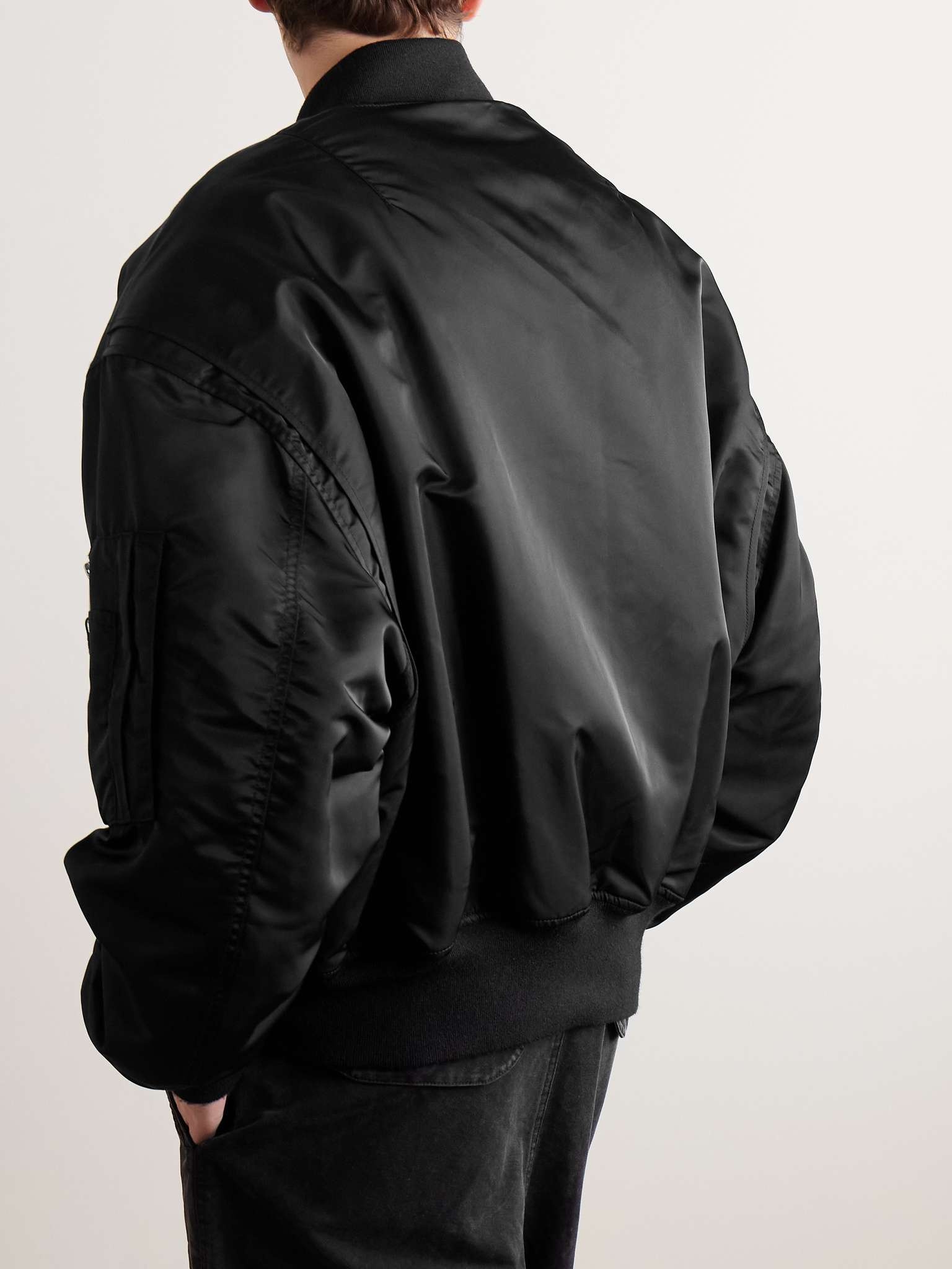 Broad Oversized Satin Bomber Jacket - 3