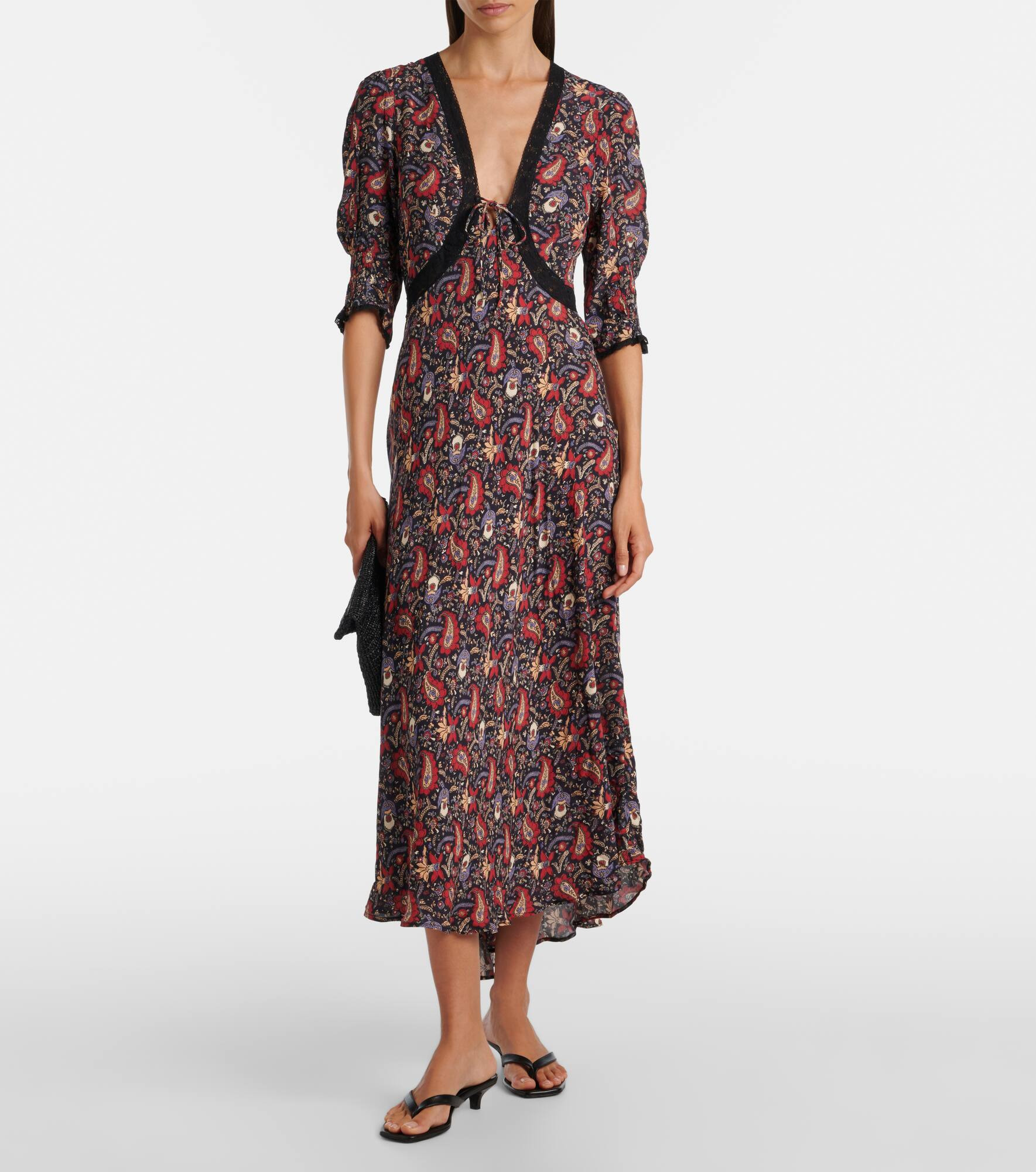 Amina floral crêpe de chine midi dress - 2