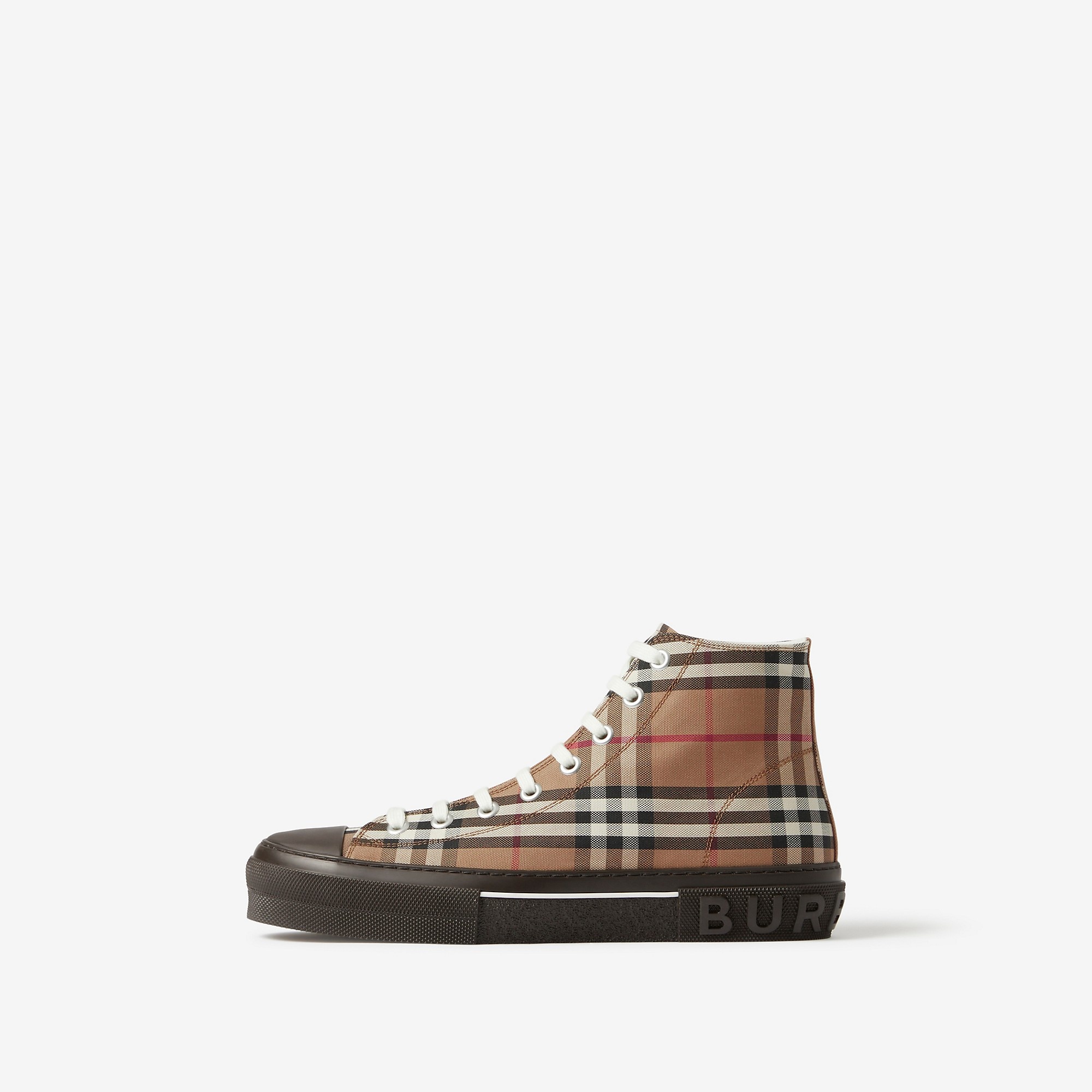 Vintage Check Cotton High-top Sneakers - 5