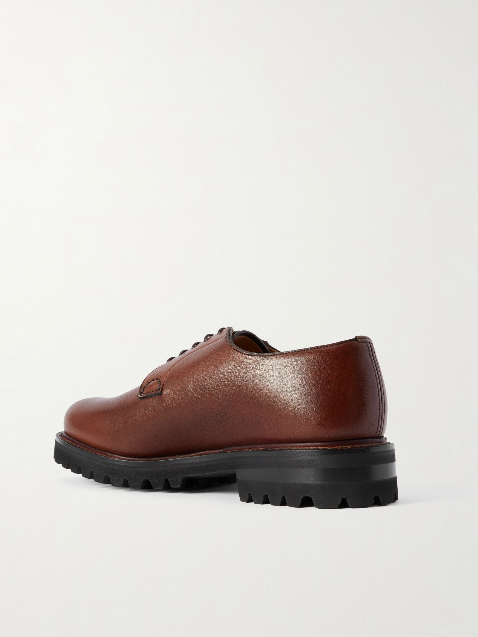 Full-Grain Leather Derby Shoes Brown - 4