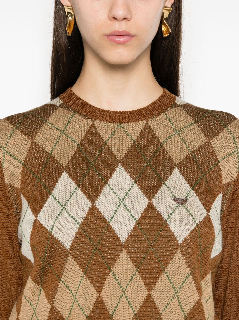argyle-pattern sweater - 5