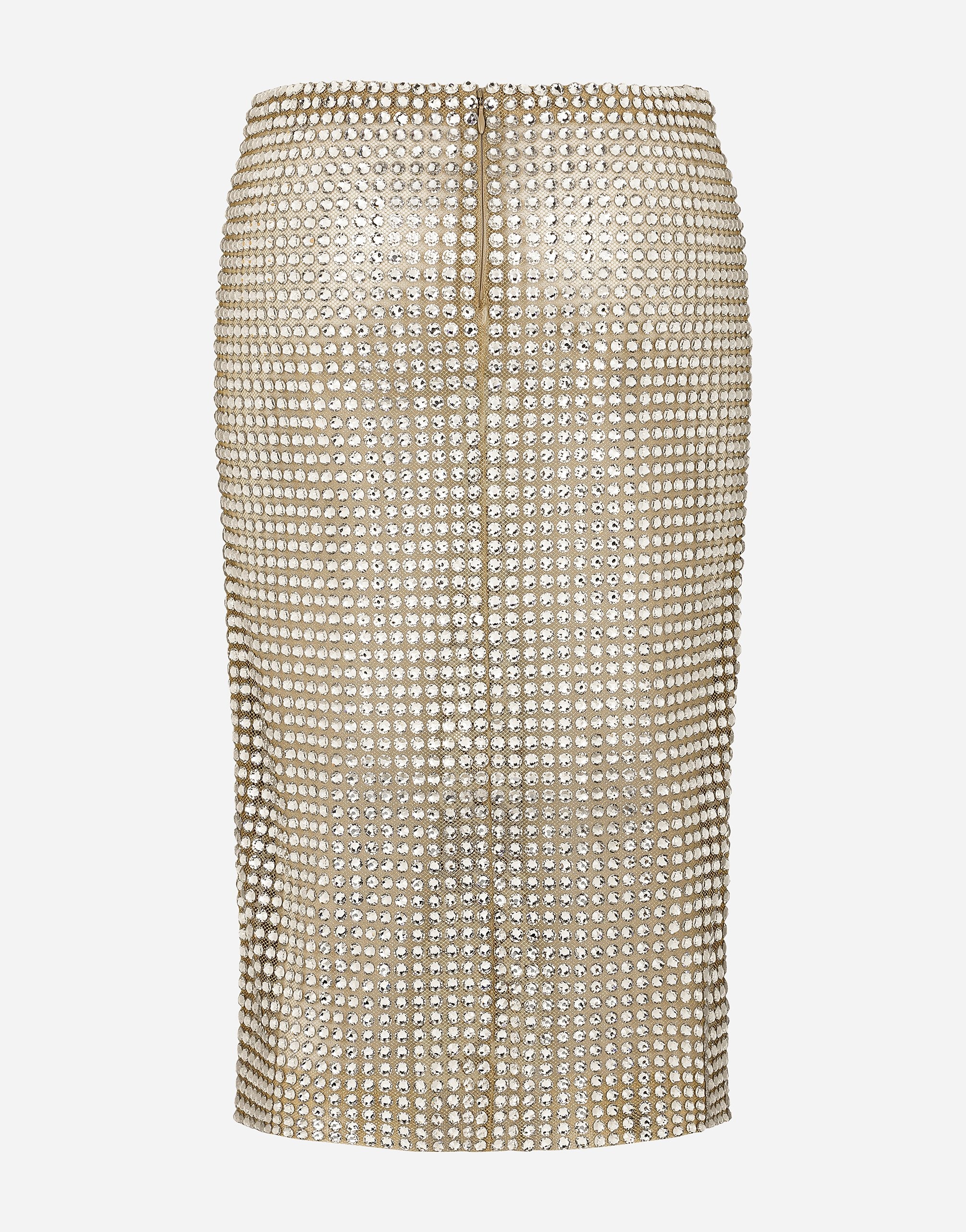 Tulle calf-length skirt with all-over fusible rhinestone embellishment - 2