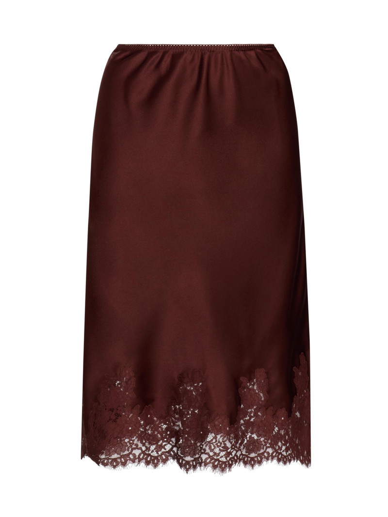 Women's Elowette Silk & Lace Midi-Skirt - Cafe Brun 1