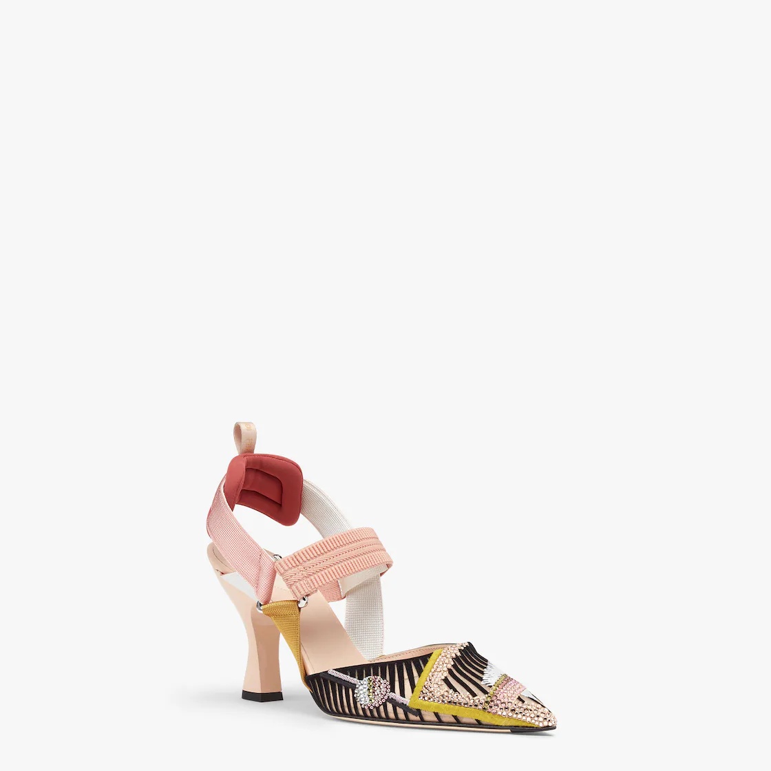 Pale pink fabric high-heeled slingbacks - 2