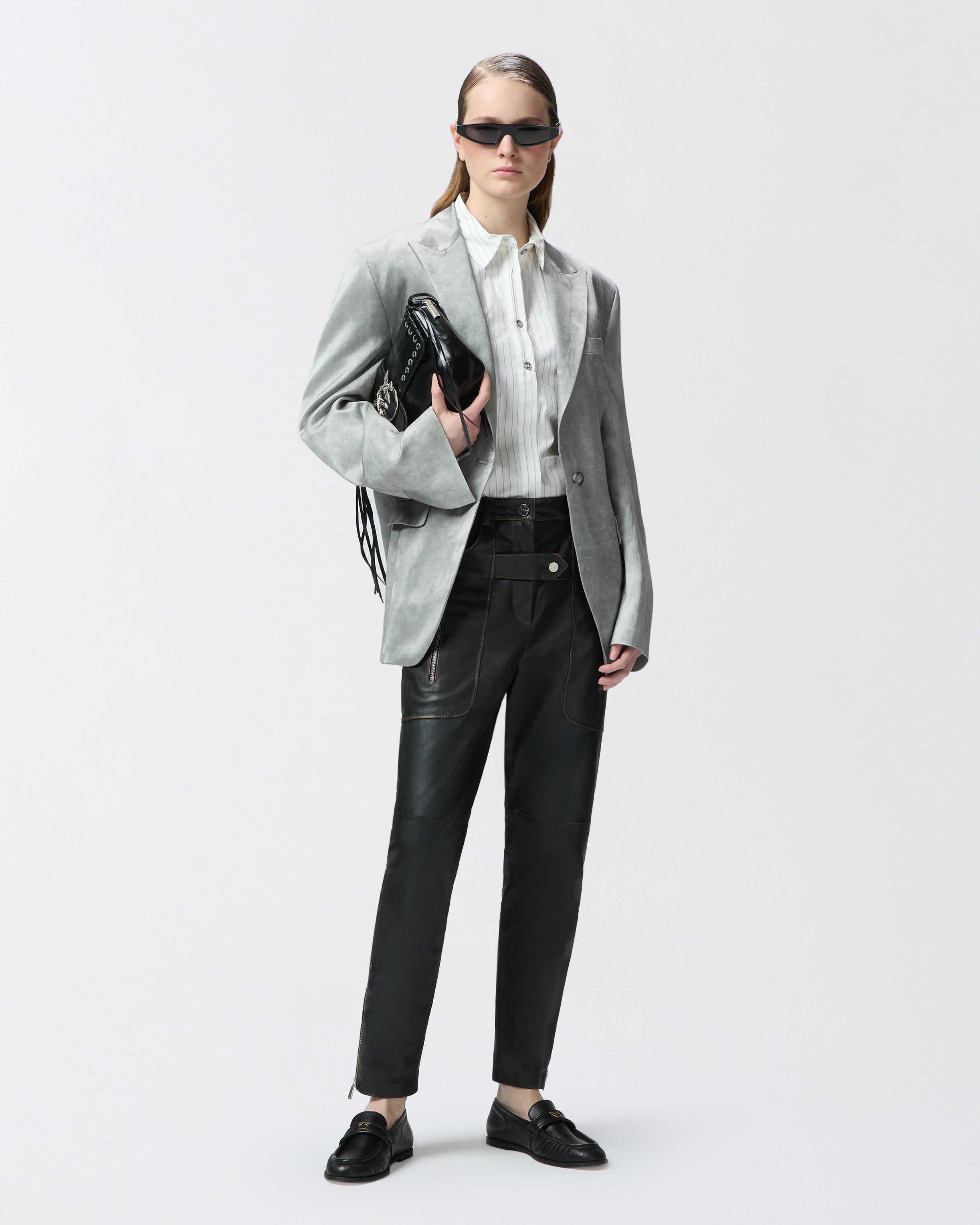 SINGLE-BREASTED BLAZER IN SLUB SATIN - 3